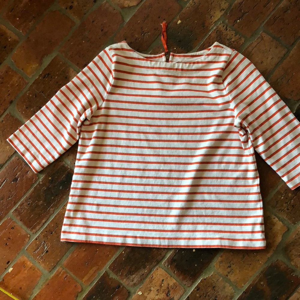 LOFT Orange and White Striped Top